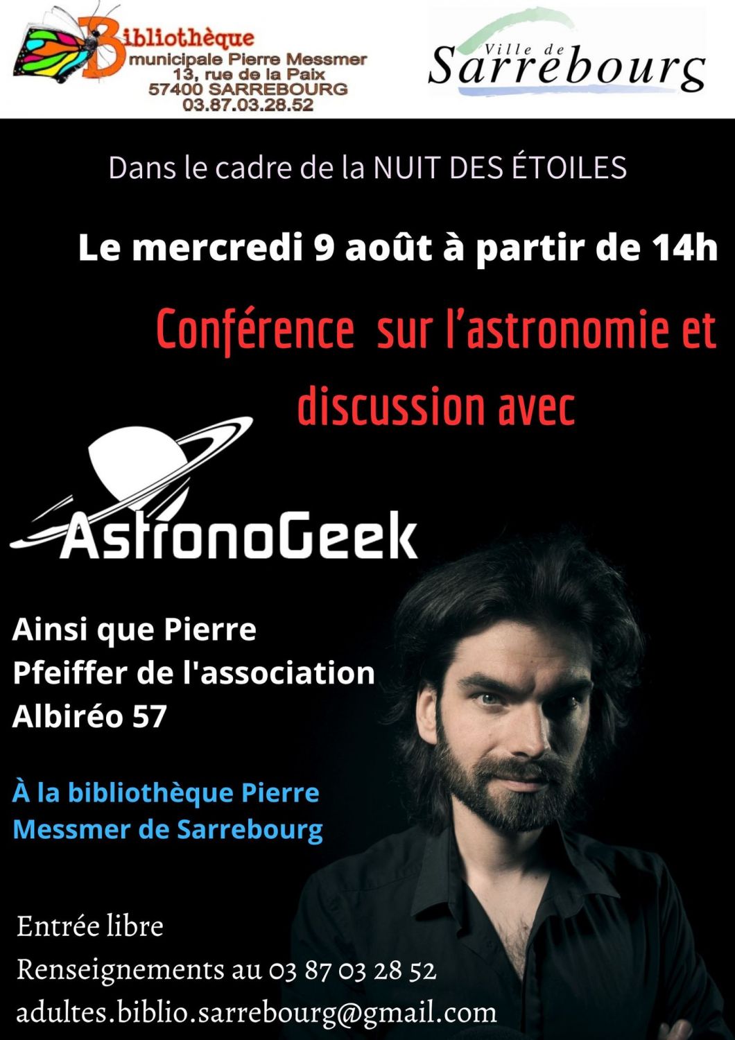 Le Youtubeur Astronogeek sera à la bibliothèque de Sarrebourg demain pour parler du ciel !