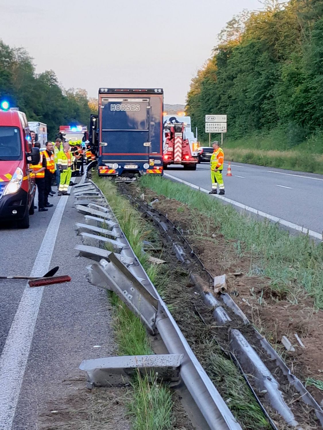 Un poids-lourd avec des chevaux impliqués dans un accident près de Phalsbourg