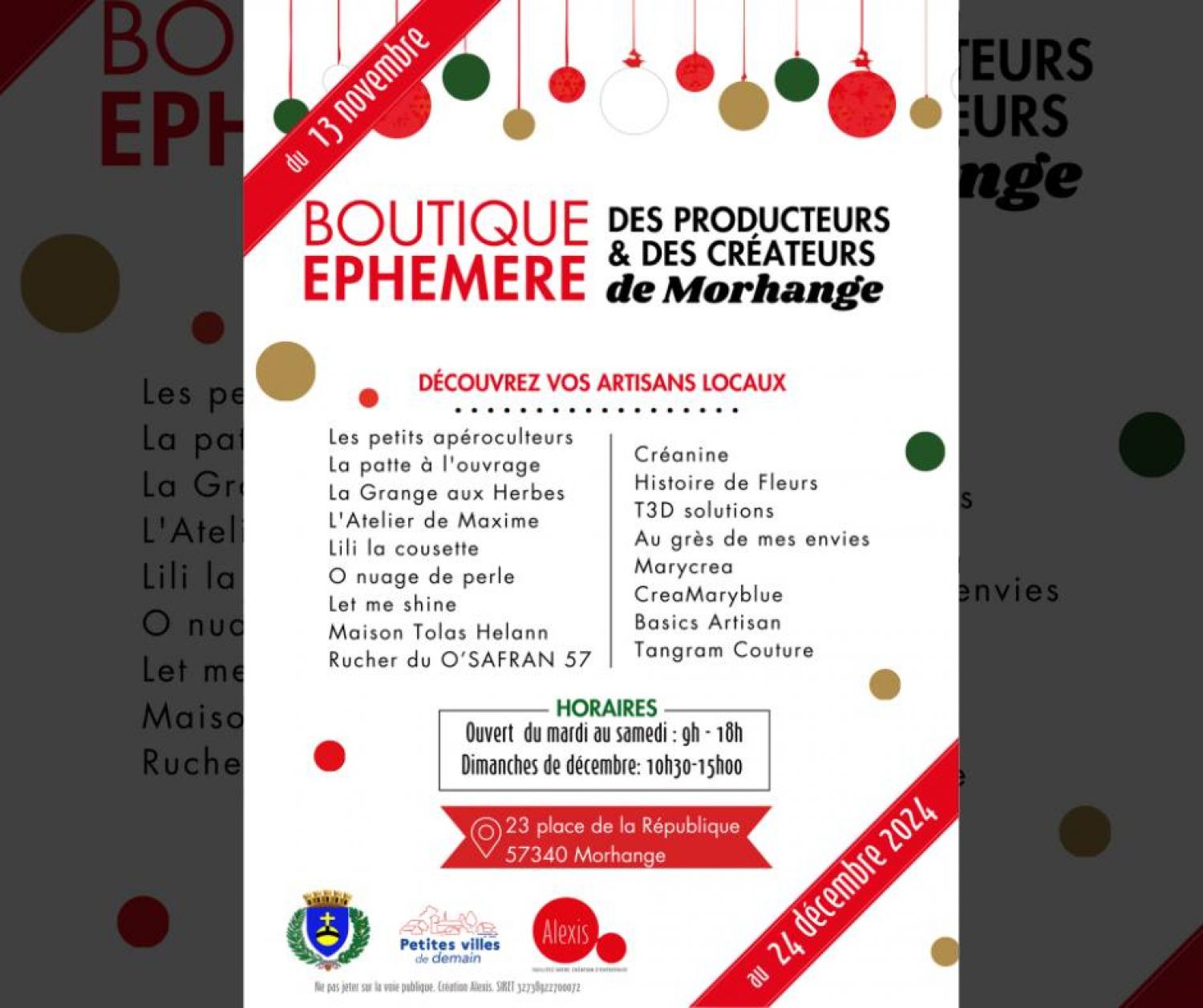 La boutique éphémère des producteurs et créateurs de Morhange ouvre aujourd’hui place de la république