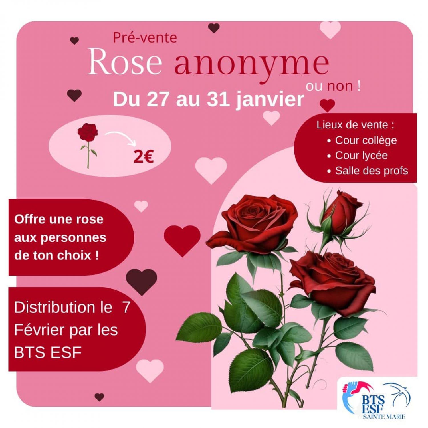 A l’approche de la Saint-Valentin, l’ensemble scolaire Sainte-Marie de Sarrebourg organise une opération « Rose anonyme »