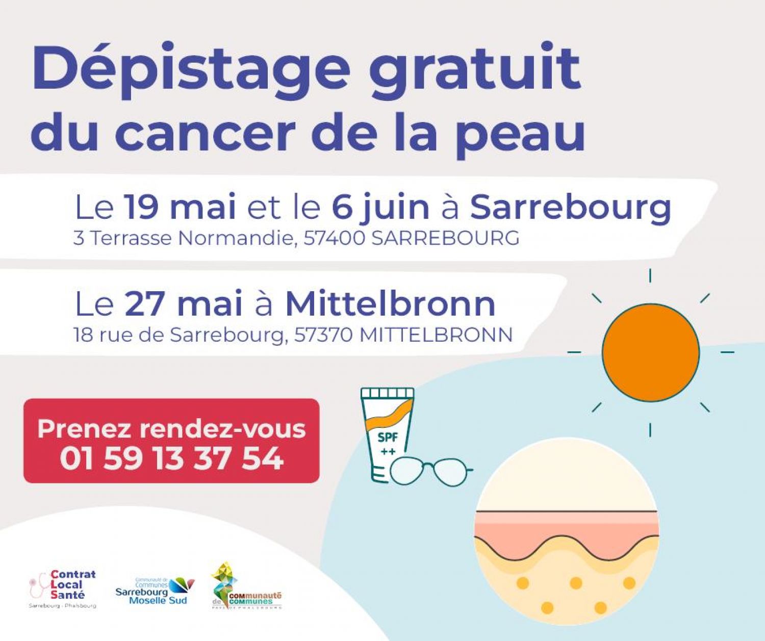 Les intercommunalités de Sarrebourg et Phalsbourg organisent des dépistages gratuits du cancer de la peau
