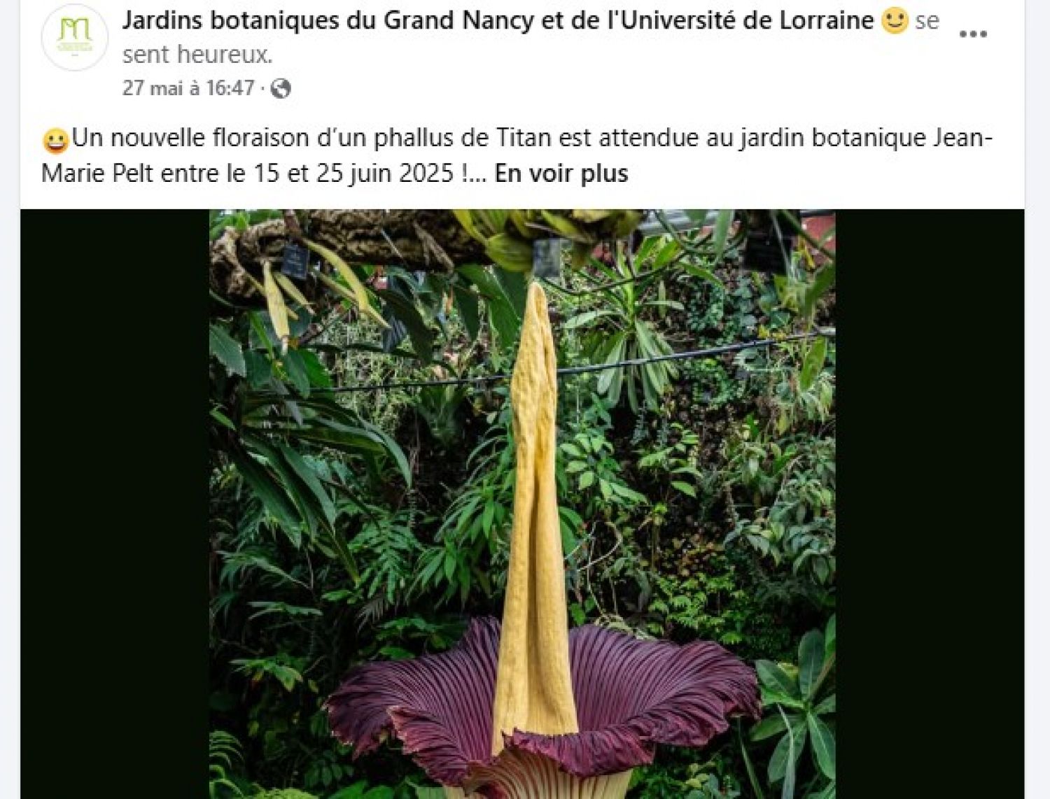 Un événement exceptionnel est prévue au Jardin botanique Jean-Marie-Pelt de Villers-lès-Nancy dans les prochains jours