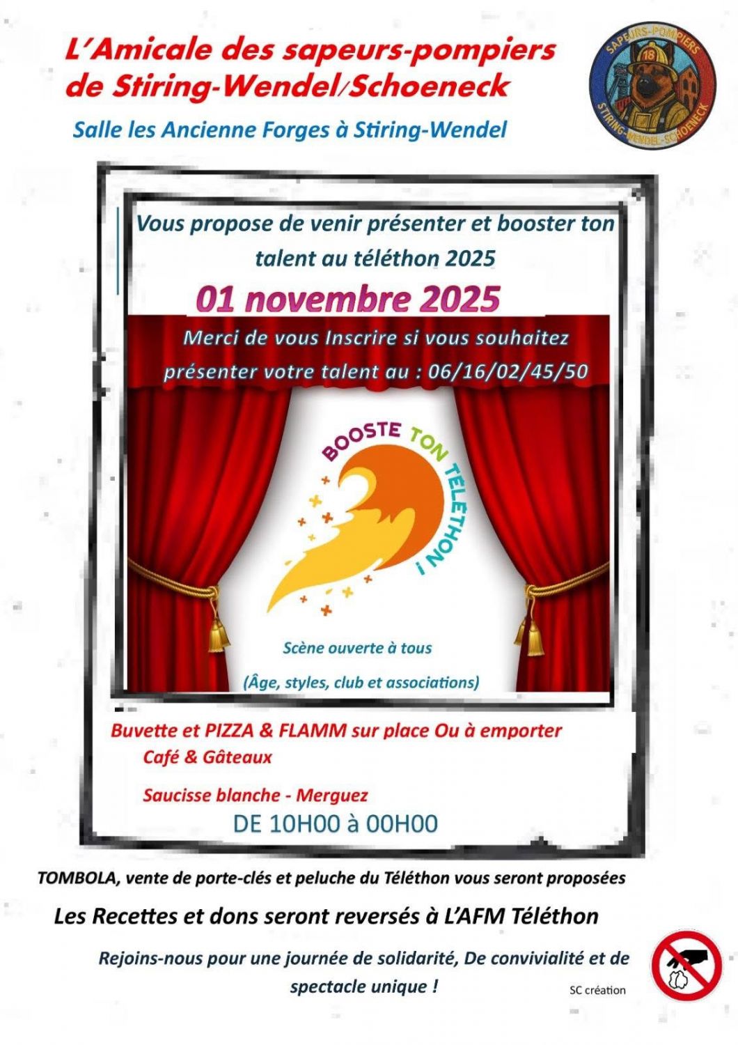 L’amicale des Sapeurs-Pompiers de Stiring-Wendel / Schoeneck recherche des talents pour animer la journée du Téléthon